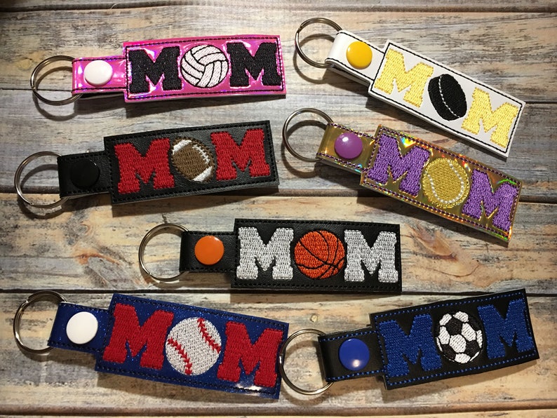 Sports Mom Bundle 7 Designs Included Key Fob In The Hoop DIGITAL Embroidery DESIGN image 1