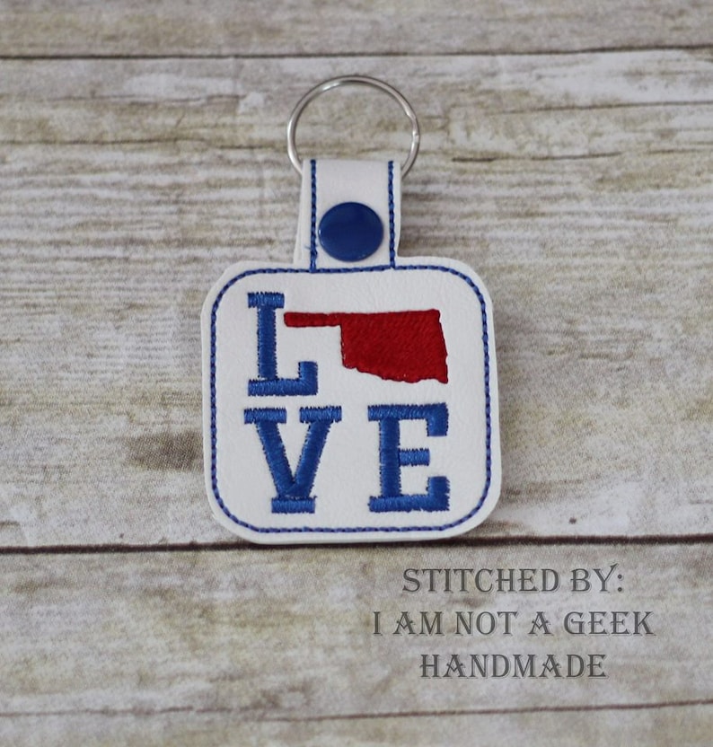 Oklahoma LOVE in the Hoop Snap/rivet Key Fob DIGITAL Etsy
