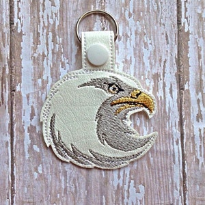 Eagle - Eagle Head - Mascot - In The Hoop - Snap/Rivet Key Fob - DIGITAL EMBROIDERY DESIGN