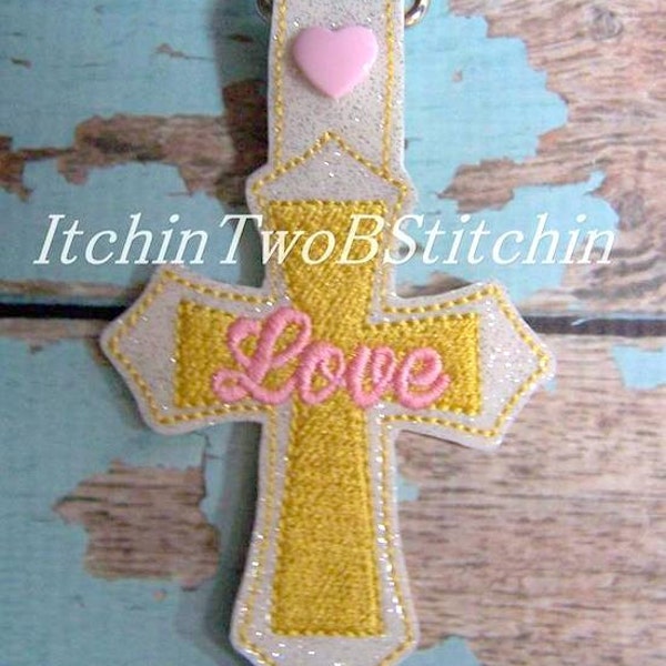 Double Cross - Filled Cross - Stacked Cross - In The Hoop - Snap/Rivet Key Fob - DIGITAL Embroidery Design