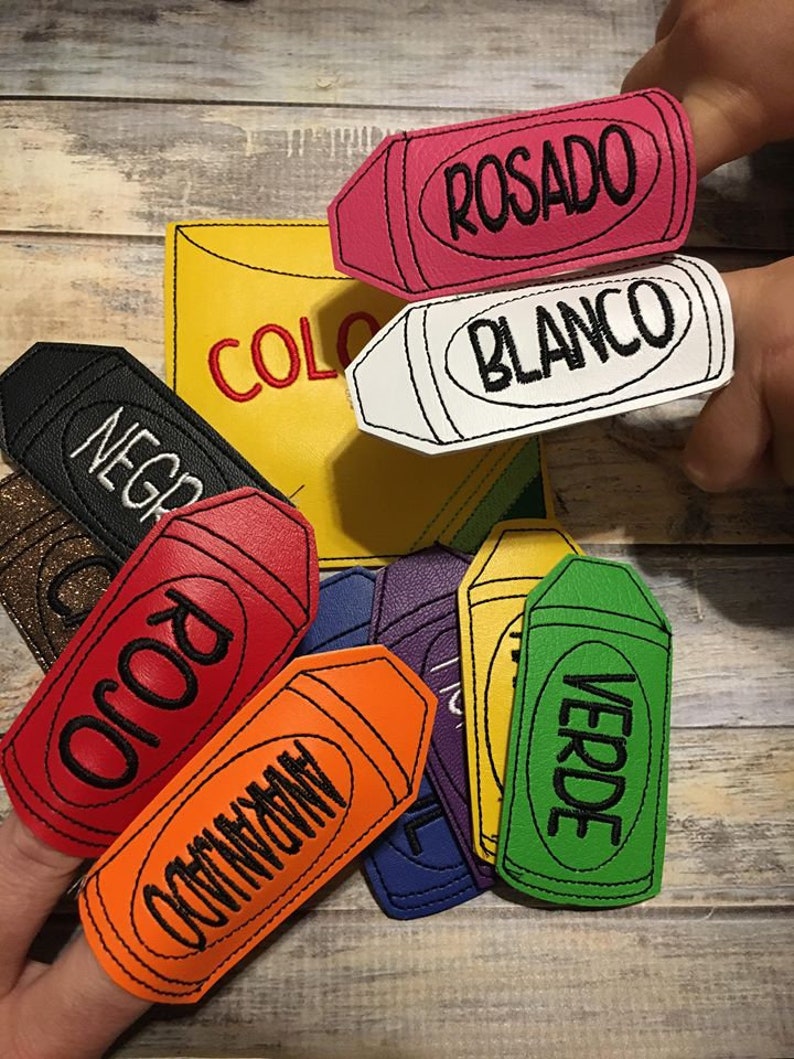 SPANISH Colors Crayons Finger Puppets SET Flashcards Etsy