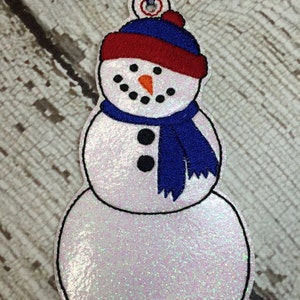 Snowman Ornament Winter Christmas In The Hoop DIGITAL Embroidery DESIGN image 2