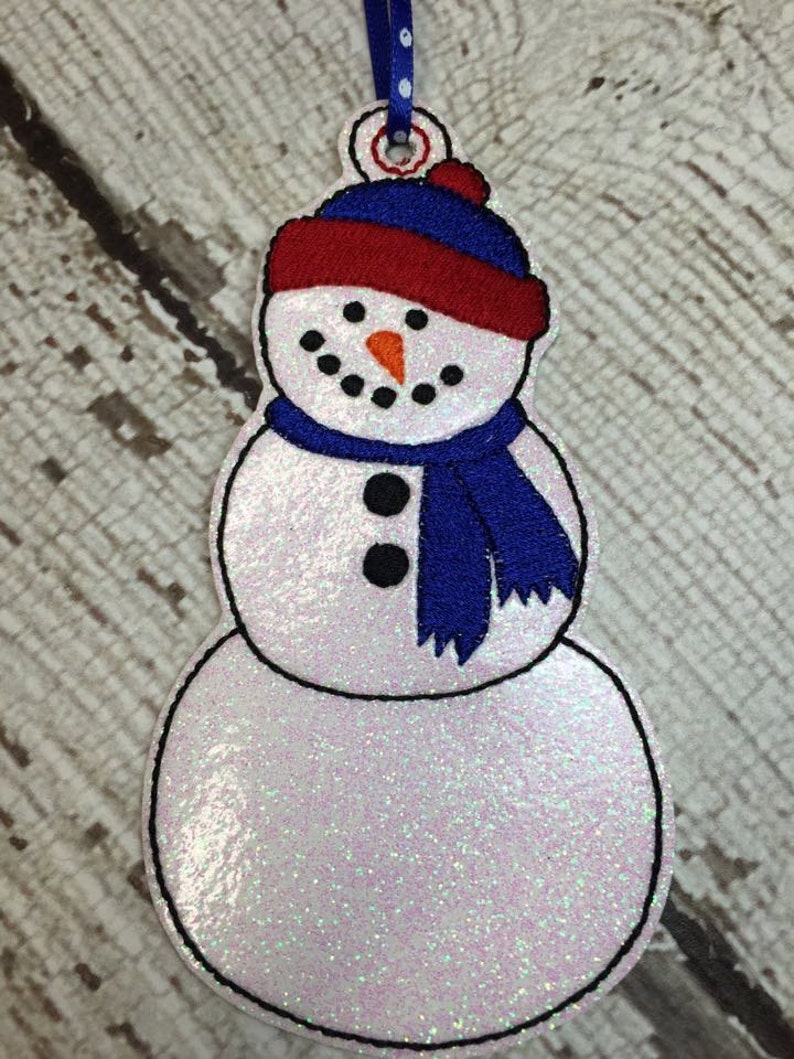 Snowman Ornament Winter Christmas In The Hoop DIGITAL Embroidery DESIGN image 2