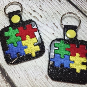 Autism Awareness - Puzzle Pieces - Key Fob In The Hoop - DIGITAL Embroidery DESIGN