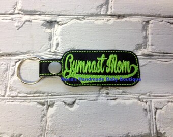 Gymnast Mom - In The Hoop - Snap/Rivet Key Fob - DIGITAL EMBROIDERY DESIGN