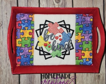 Sketch – Be Kind – Autism – Puzzle Piece – Mug Rug 5 x 7 ONLY – DIGITAL Embroidery Design