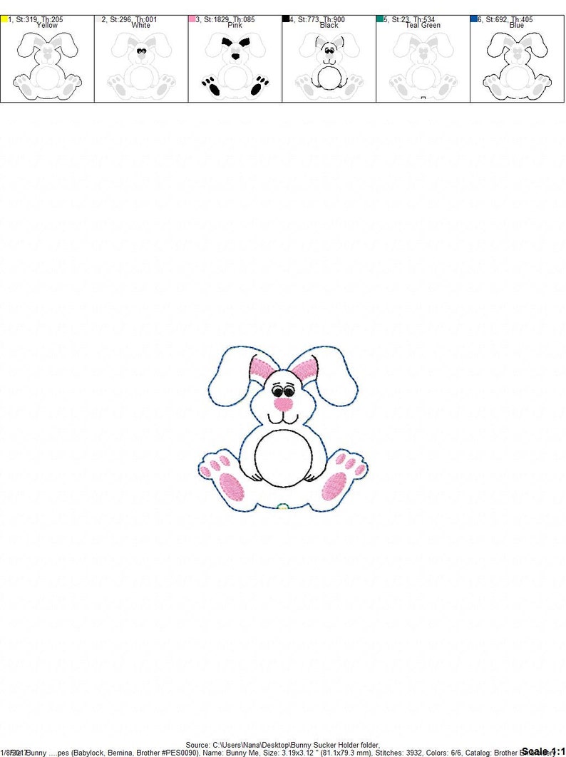 Bunny Sucker Lollipop Holder Easter Candy Holder In The Hoop DIGITAL Embroidery DESIGN image 3