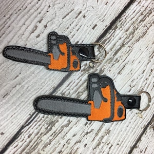 Chainsaw - 2 Sizes - Fob and Bag Tag Sizes Included - Key Fob In The Hoop - DIGITAL Embroidery DESIGN