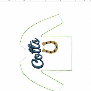 100% In the Hoop Colts Horseshoe Doll Sweater 5 x 7 Only Fleece is Suggested DIGITAL Embroidery Design image 2
