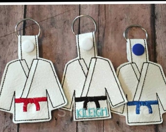 Gi -Karate - Taekwondo  - Snap/Rivet Key Fob - DIGITAL Embroidery Design