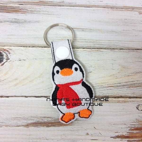 Penguin Key Fob - Winter - Christmas - Snow - In The Hoop - Snap/Rivet Key Fob - DIGITAL Embroidery Design