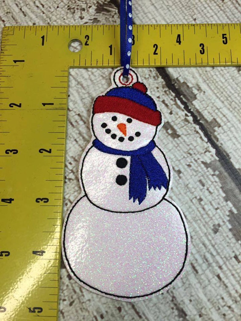 Snowman Ornament Winter Christmas In The Hoop DIGITAL Embroidery DESIGN image 3