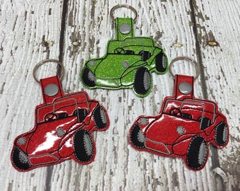 Dune Buggy - Beach Buggy - Snap tab -  Key Fob In The Hoop - DIGITAL Embroidery DESIGN