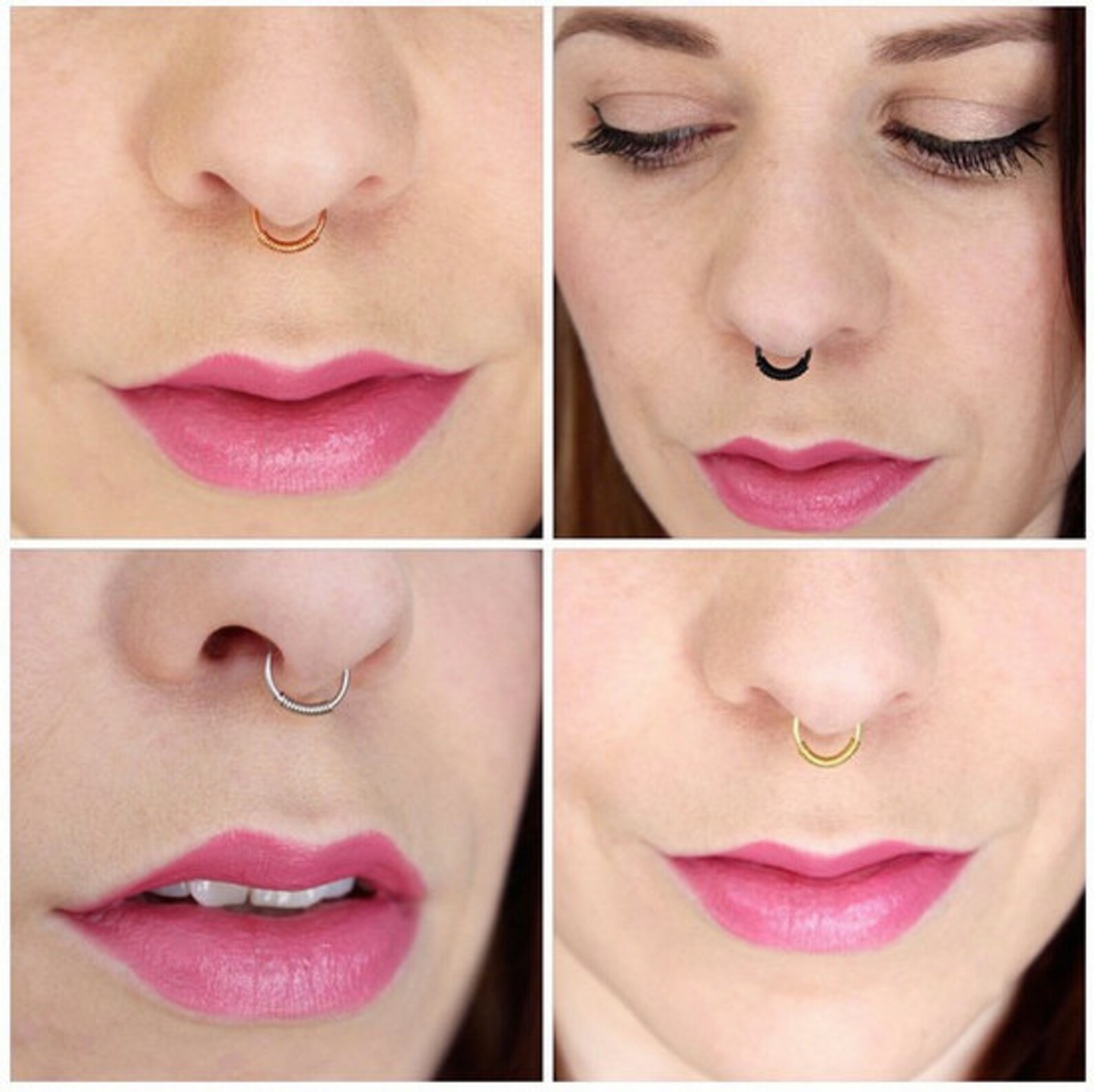 Fake Nose Ring Set of Four Faux Piercing No Pierce Septum Ring Septum