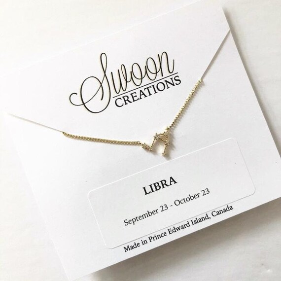 Gold plated constellation necklace - libra main image 1