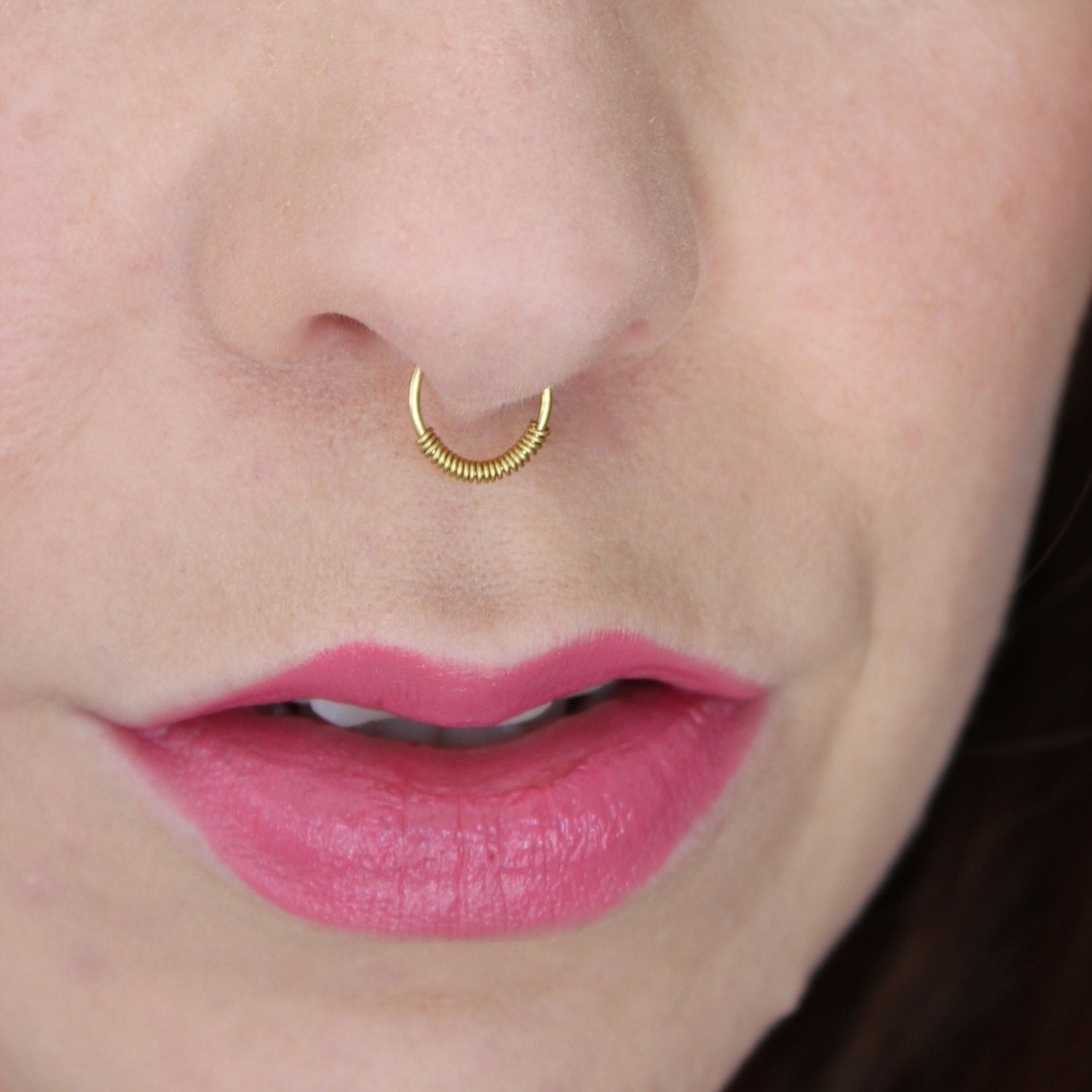 Nep neus Ring Set van twee Faux Piercing geen Pierce Septum Ring Septum