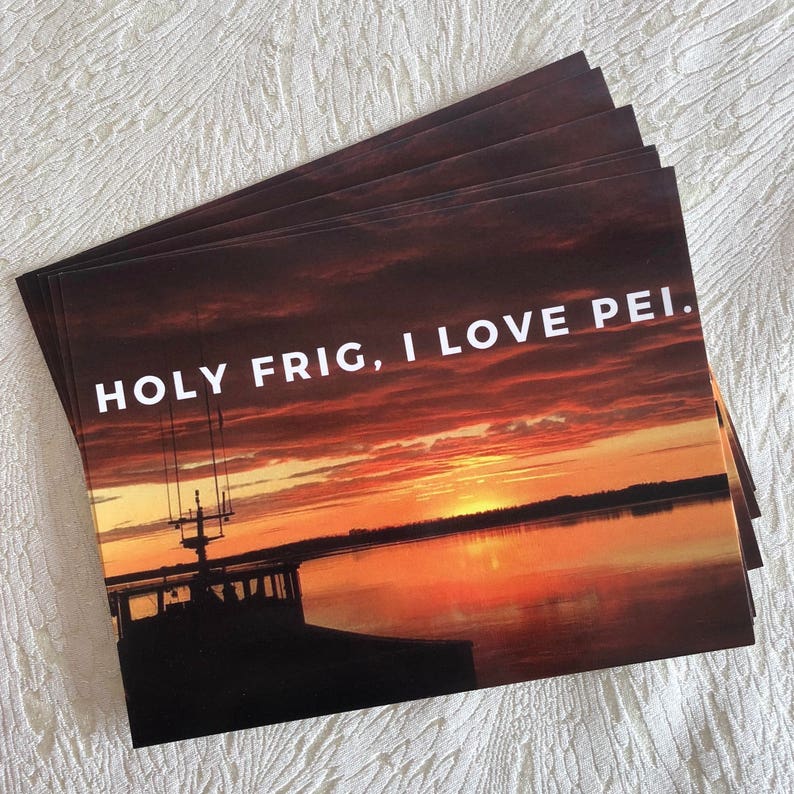 Holy Frig I Love PEI postcard, Prince Edward Island card, nautical, sunset, east coast, atlantic canada image 2