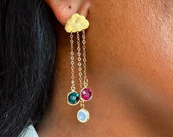 Gouden wolkdruppeloorbellen: kleurrijke hangoorbellen, grappige sieraden