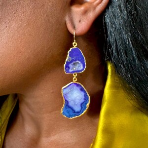 Jasmin - Lila Geode Statement Ohrringe - 14k Gold-Filled Haken