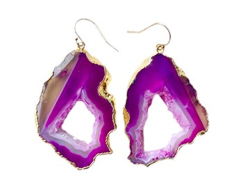 Vanessa - Purple Magenta Agate Earrings