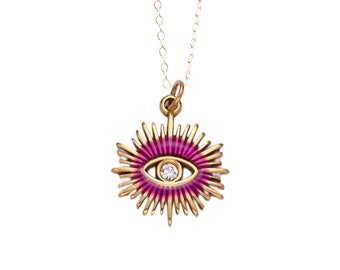 Sasha - Pink Evil Eye Necklace, All Seeing Eye Necklace