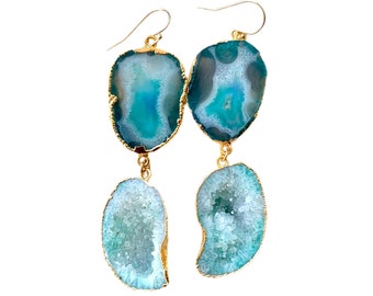 Kenna - Green Druzy Geode Earrings