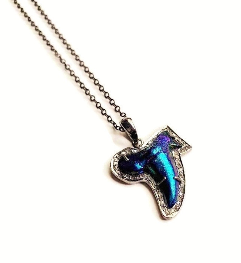 OOAK Necklace Diamond Necklace Unique Gifts for Her Shark Tooth Pendant Genuine Pave Diamond Shark Tooth Necklace Shark Tooth Necklace