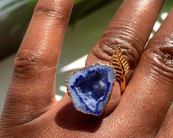 Geneva - Blue Geode Ring, Statement Ring, Druzy Ring, Large Blue Ring, Geode Druzy Ring, Rings for Large Fingers