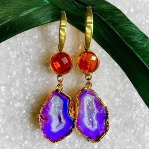 Tianna-Lila Geode Ohrringe