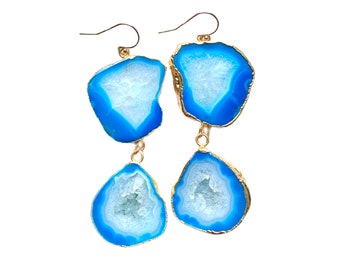 Diora - Blue GeodeEarrings