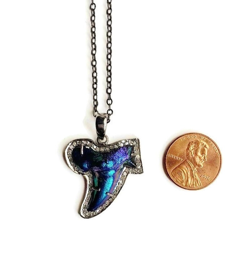 OOAK Necklace Diamond Necklace Unique Gifts for Her Shark Tooth Pendant Genuine Pave Diamond Shark Tooth Necklace Shark Tooth Necklace