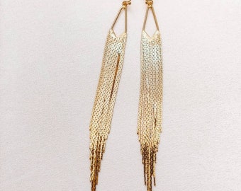 gold fringe earrings