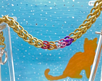 Lesbian Pride Chainmaille Bracelet Half Persian 3 in 1 (Red, Orange, Silver, Pink, Violet, Gold)