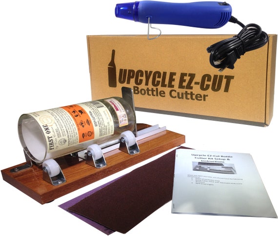 Glass Bottle Cutter deluxe Kit, Upcycle Ez-cut: Beer & Wine Bottle Cutting  Edge Sanding Paper and Heat Tool 