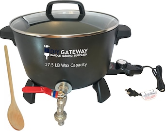 Wax Melter for Candle Making + Stirring Spoon: Extra Large 17.5 LB Wax Capacity Electric Wax Melting Pot with Quick-Pour Spout & Free Ebook