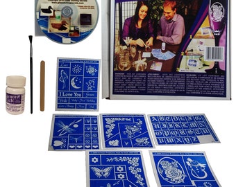 Glass Etching Kit Deluxe: Acid Etching Cream, Stencils, Brush + Free How to Etch Glass & Patterns CD