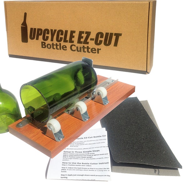 Glass Bottle Cutter Kit: Regular Kit to Make Glasses from Wine/Beer Bottles + Edge Sanding Paper