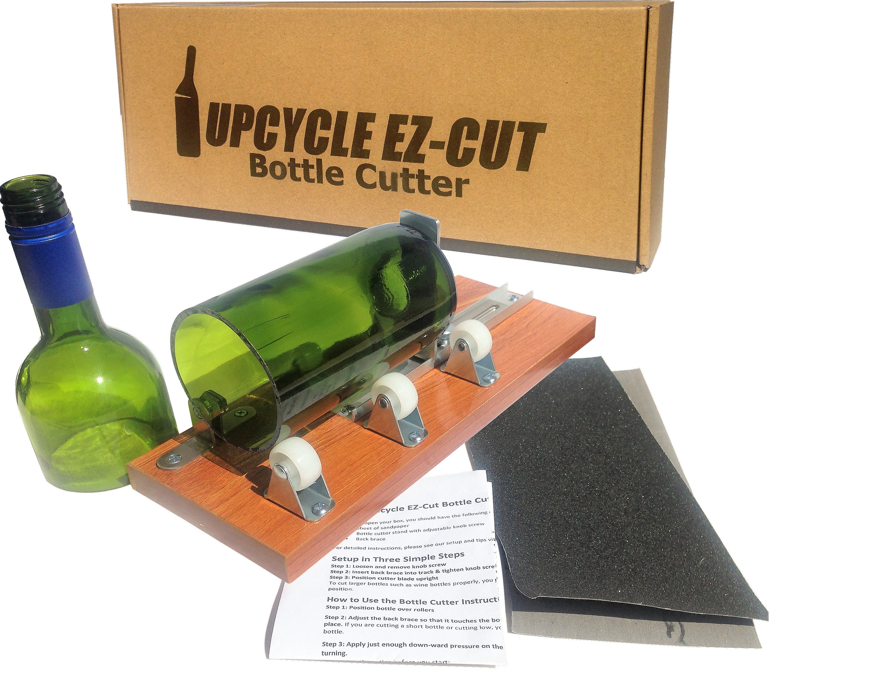 Glass Bottle Cutter, Upcycle Ez-cut, Wine & Beer Bottle Cutting Machine  Tool: Ultimate Kit Heat Breaking Tool Gloves Sandpaper 