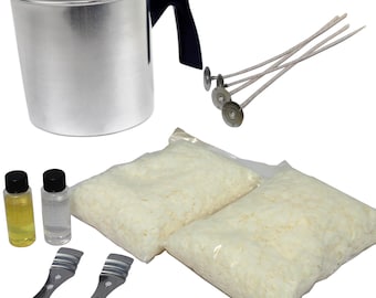 Soy Candle Making Kit & Supplies~ Complete DIY Set with 2 LB Soy Wax, Orange and Lavender Scents, Wicks + Holders, Pitcher