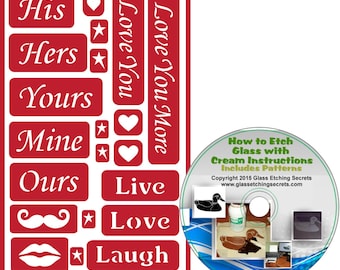 His and Hers Reusable Adhesive Stencils: Make Great Bride & Groom Wedding Gifts or for Anniversary, Couples (Paint or Etch) + Free CD