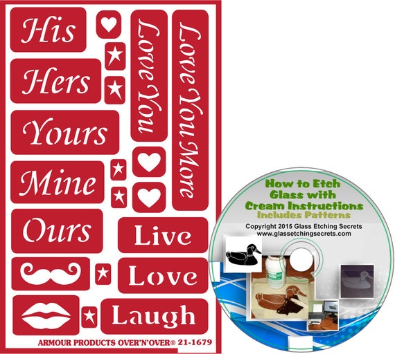 His and Hers Reusable Adhesive Stencils: Make Great Bride & Groom Wedding Gifts or for Anniversary, Couples (Paint or Etch) + Free CD