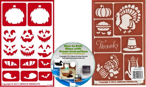 Fall Season Reusable Vinyl Stencils: Pumpkin & Thanksgiving Adhesive  Stencils Free How to Etch CD 