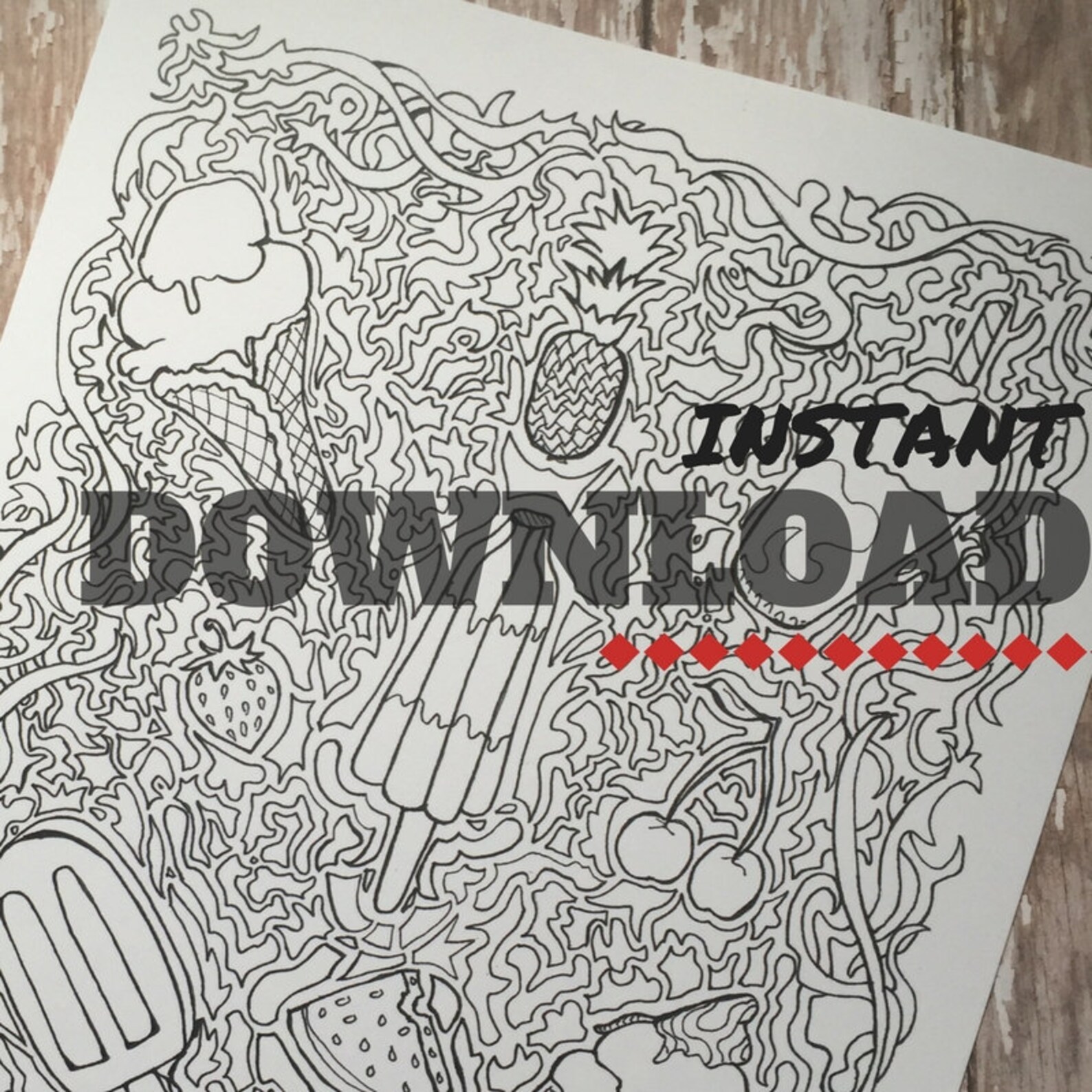 Adult Coloring Page, Ice Cream Coloring Page, Downloadable Coloring
