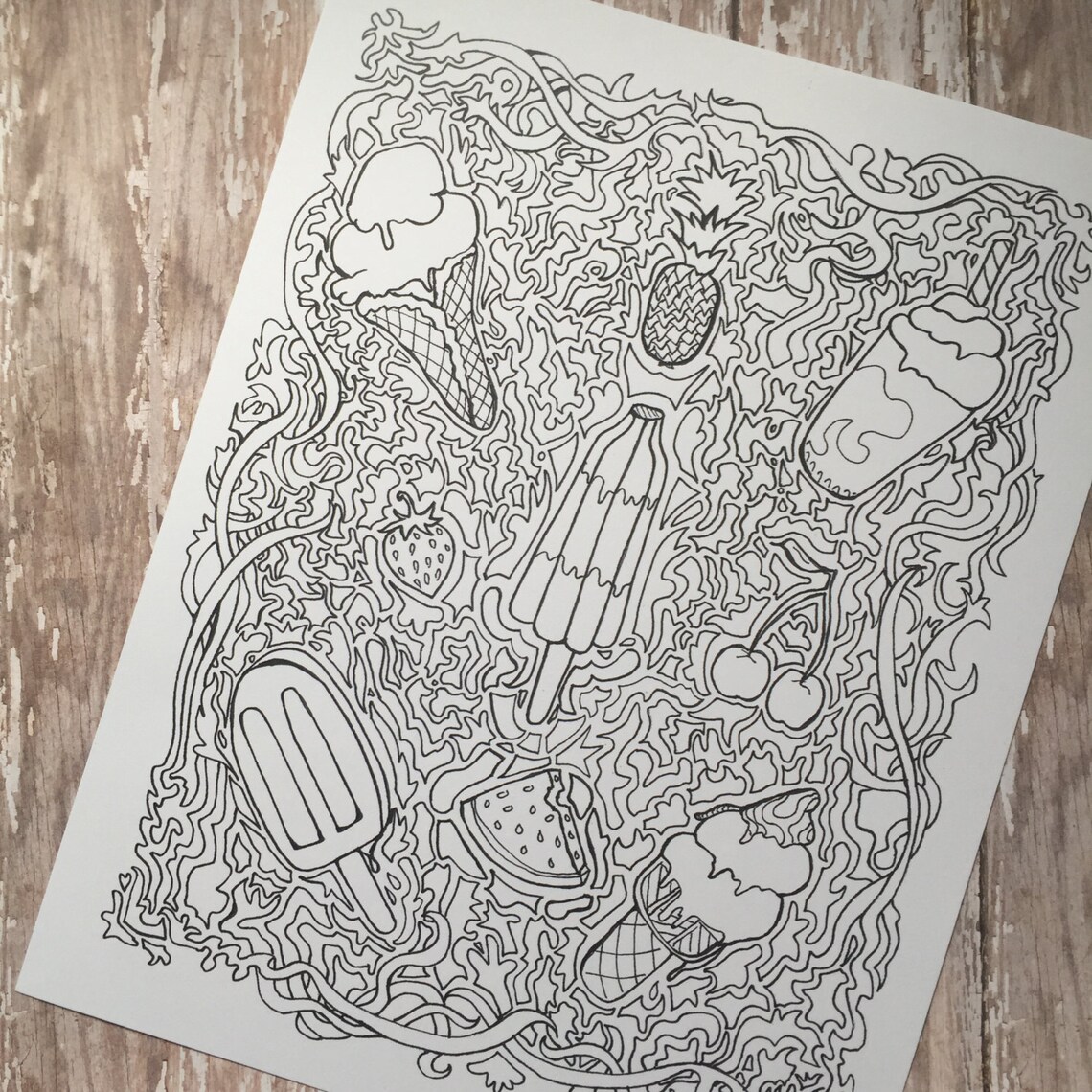 Adult Coloring Page, Ice Cream Coloring Page, Downloadable Coloring