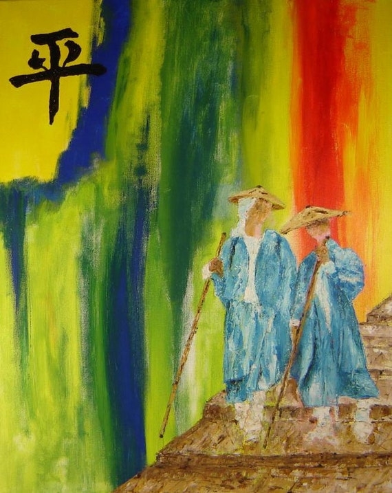 Zen Peinture A Lhuile Paysage Couteau A Palette Peinture Etsy