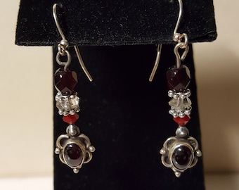 Victorian Gothic Silver and Garnet Earring