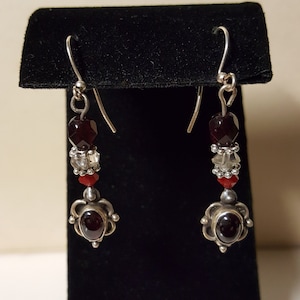 Victorian Gothic Silver and Garnet Earring