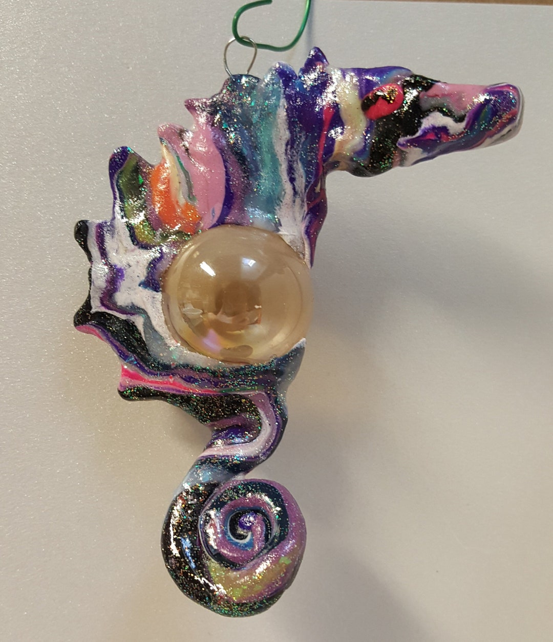 Clay and Glass Seahorse Sculpture Etsy