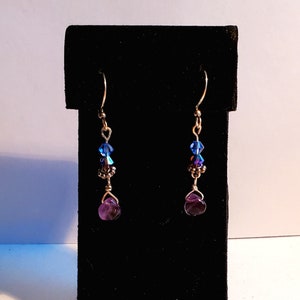 Amethyst and Swarvoski Crystal Earrings