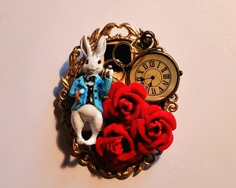White Rabbit "Don't Be Late" Pin
